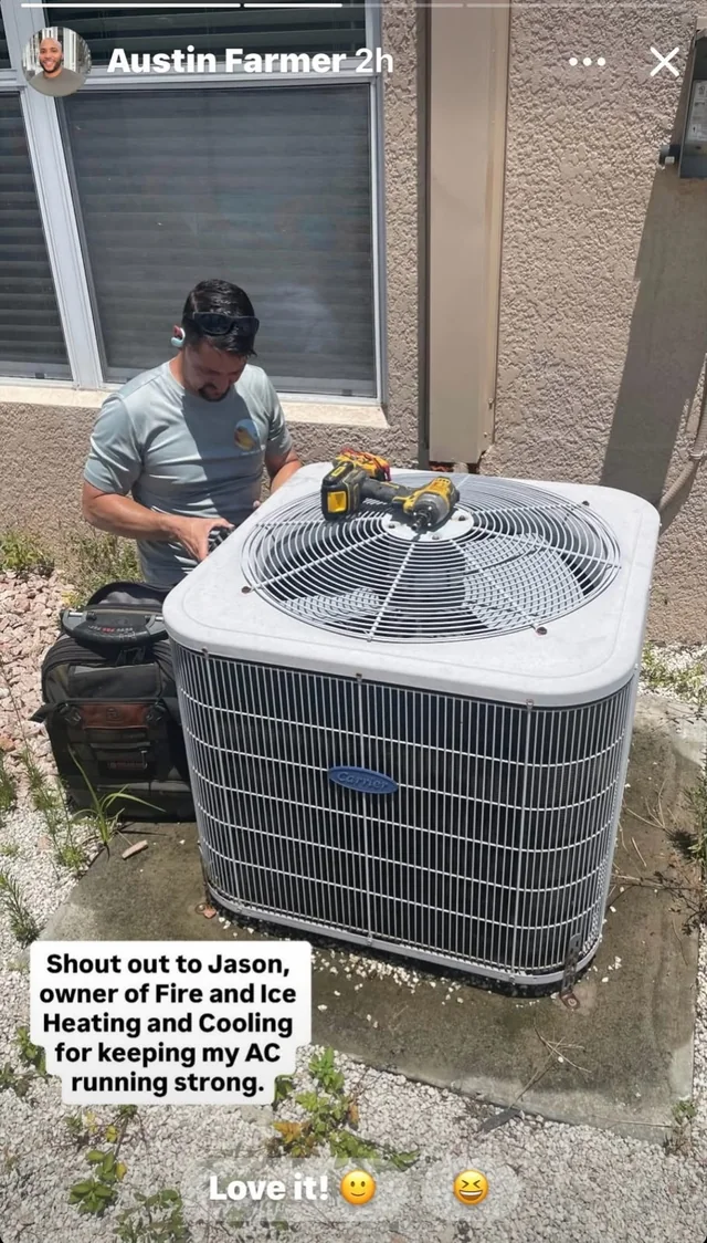 Customer shout-out thanking Jason for keeping an air conditioner running strong